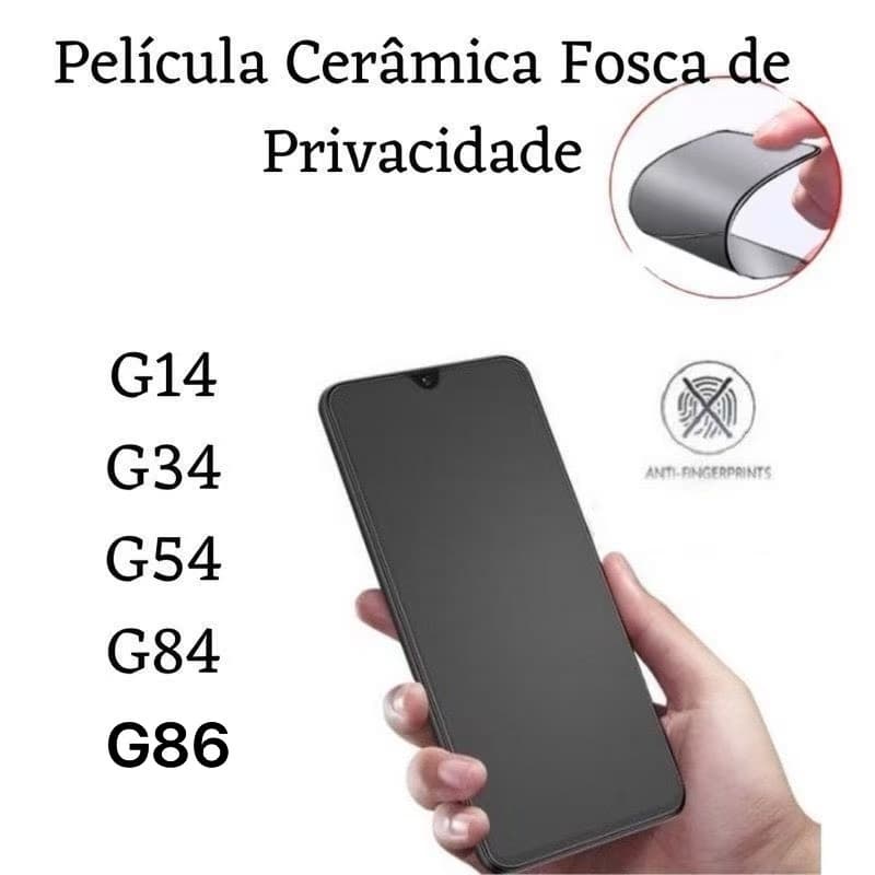 Kit Película Cerâmica Fosca Privacidade Para Motorola Moto G04/ G14/ G24 /G34 /G54 /G64 /G84 /G86
