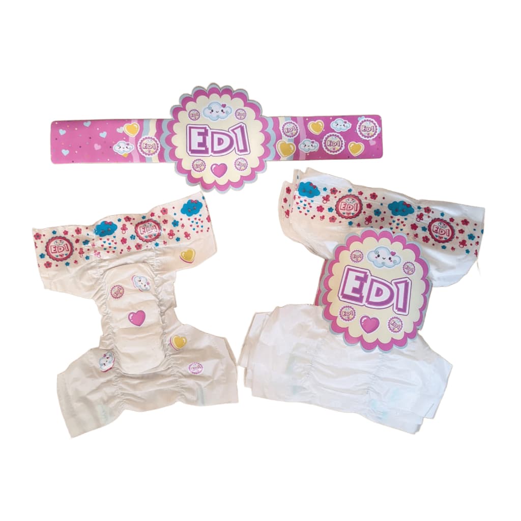 Fralda descartável boneca faz xixi Kit 12 un + Adesivos Bebe reborn pequena ED1Brinquedos Acessorios