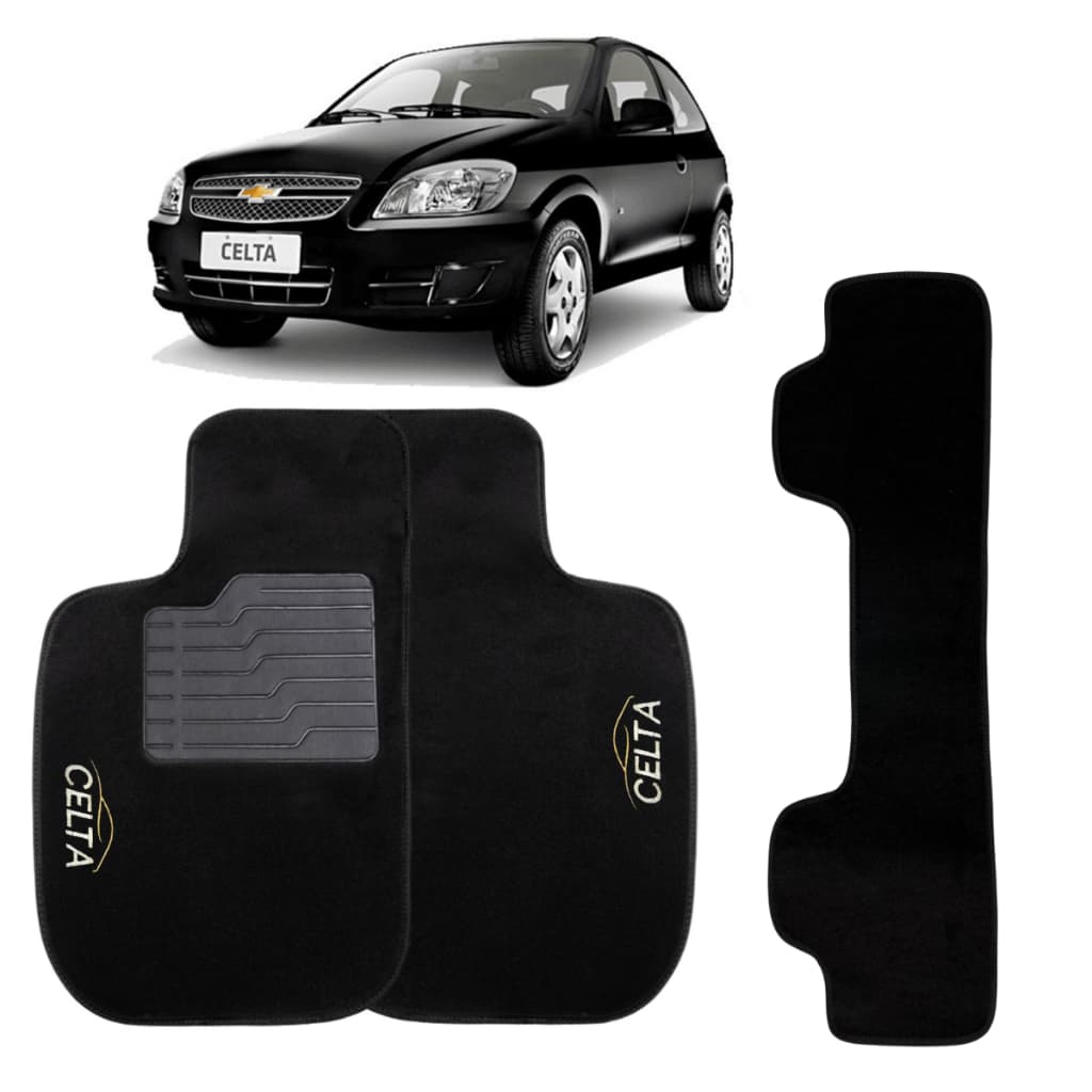 Tapete Carro Automotivo Carpete Celta 2001 a 2015 Bordado Personalizado
