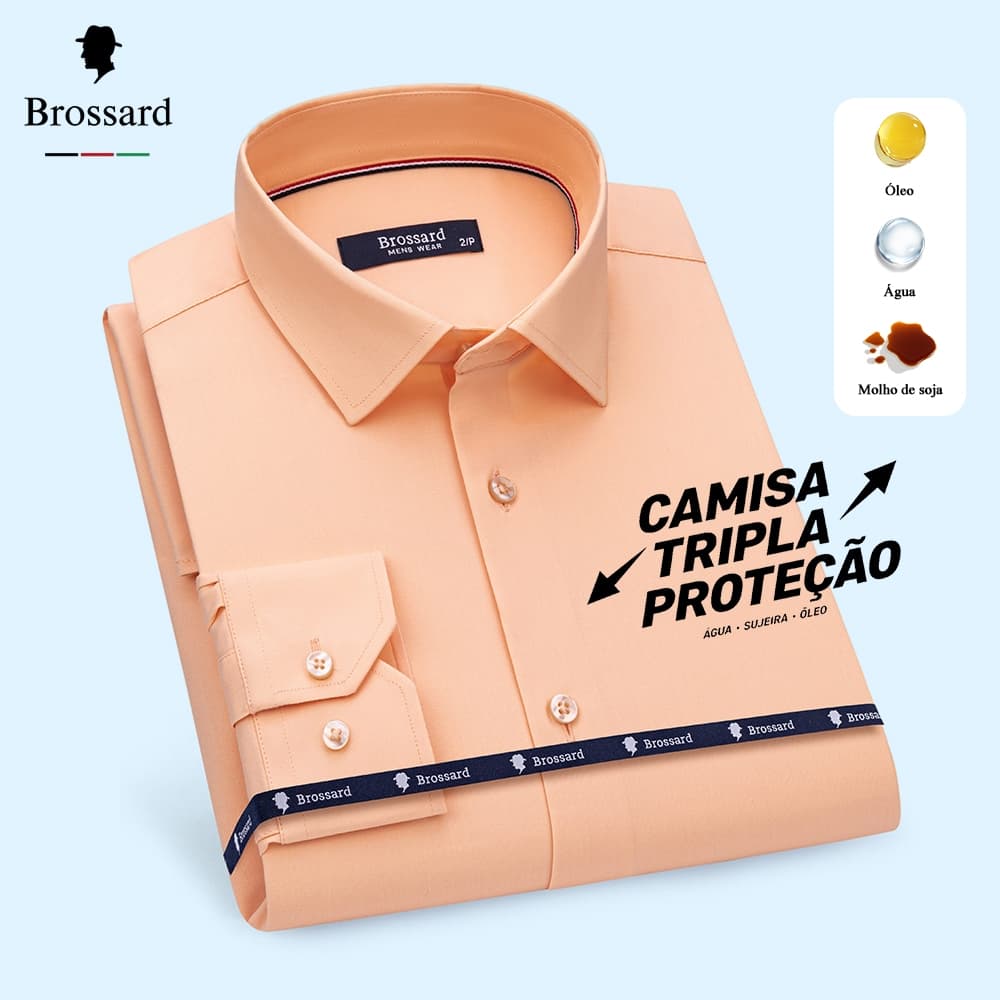 Camisa Social Masculina Slim - Tecido Não Amassa e Elástico, Impermeável, Respirável Moda Elegante