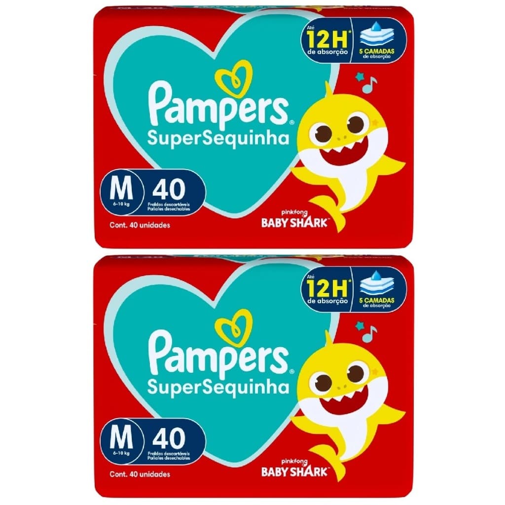 Kit 2ptes Fralda Pampers SuperSequinha M 40un - Total 80unidades AB.2