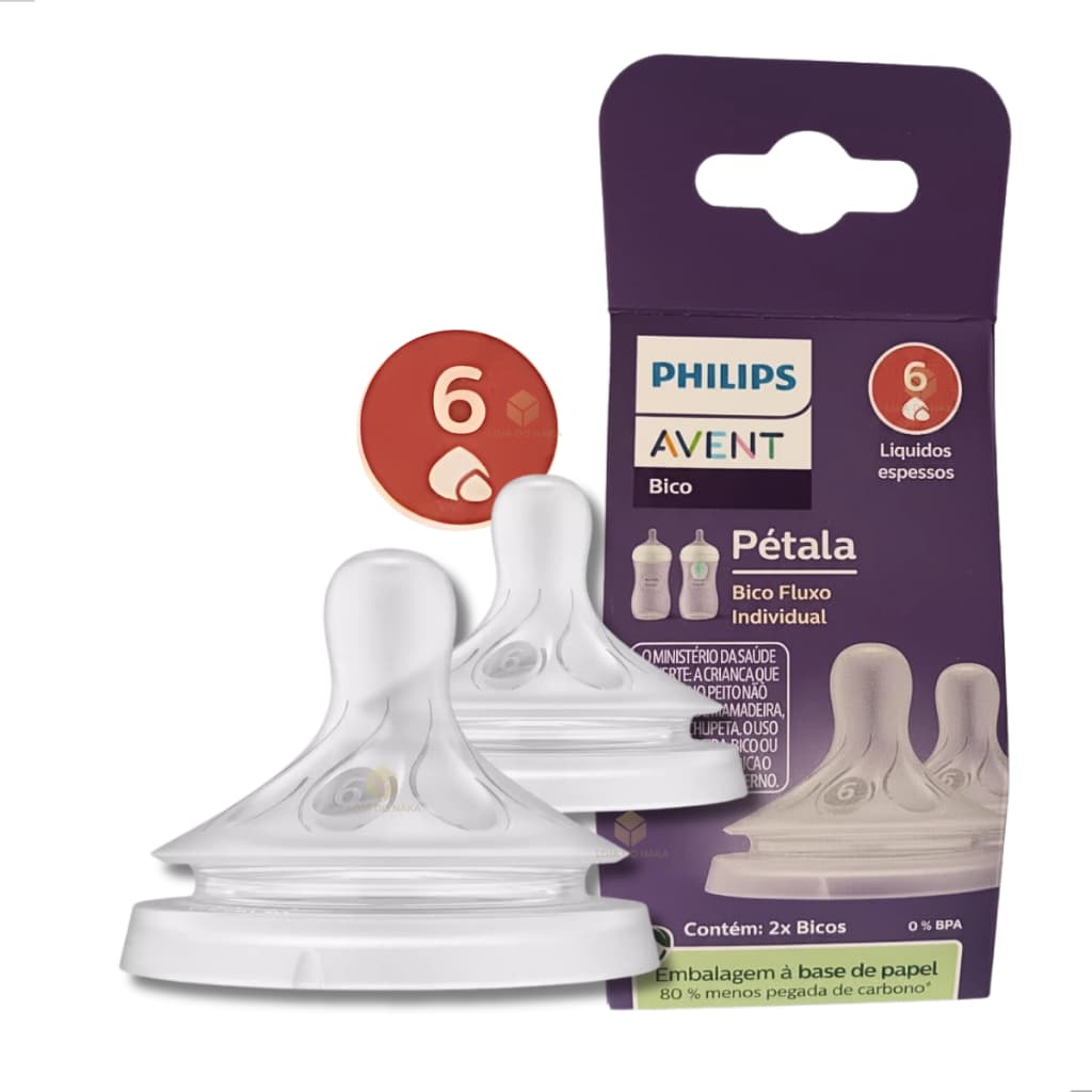 Bico Mamadeira Avent Pétala 3.0 T6 Líquidos Espessos 2 Unidades Philips 6M+