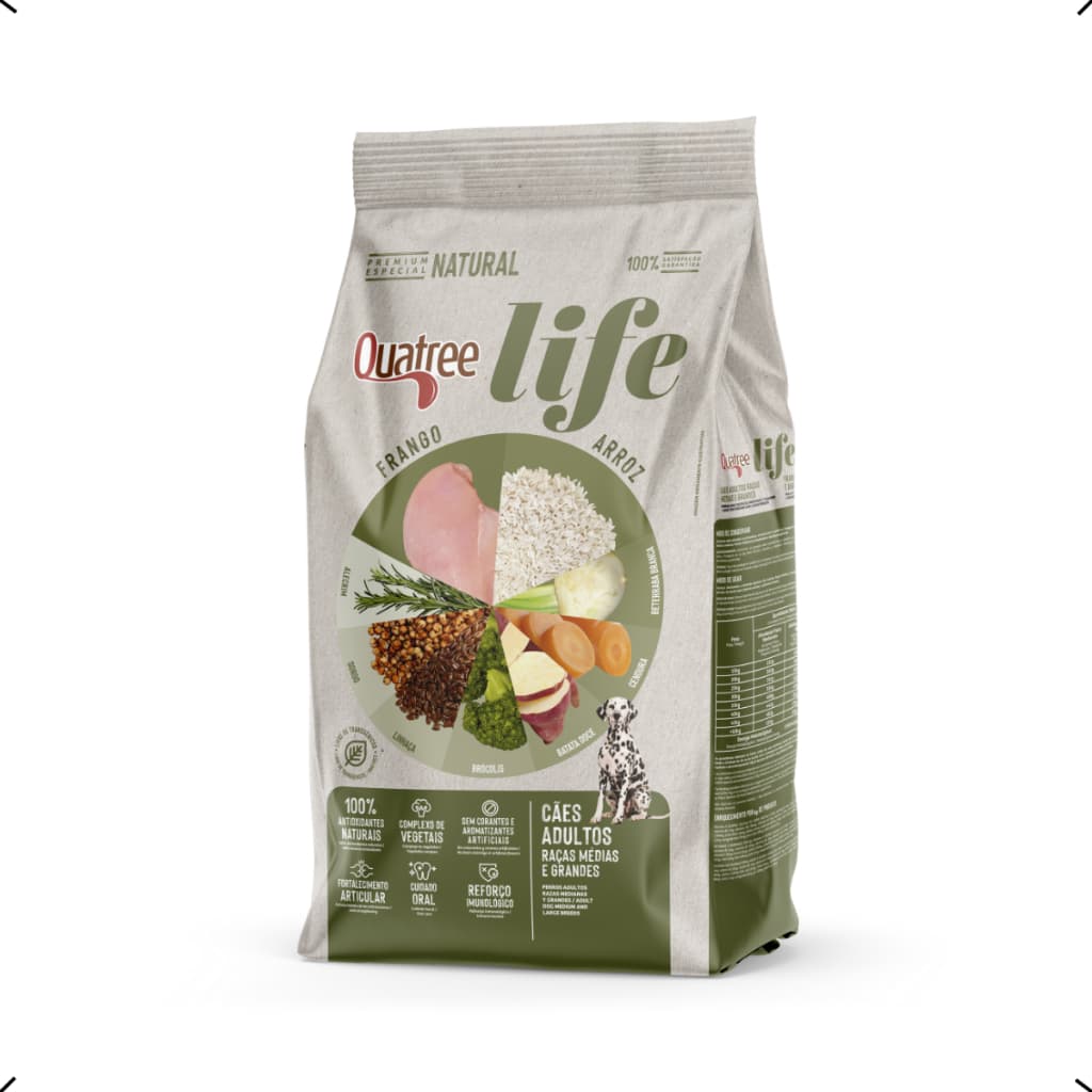 RAÇÃO QUATREE LIFE ADULTO RAÇA MEDIA E GRANDE 15KG