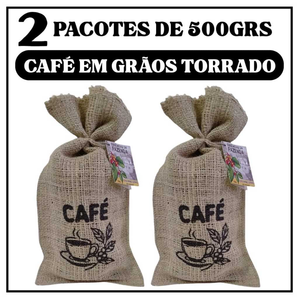 2 Cafés em Grãos Torrado 500g 100% Arábica Gourmet Café Especial Artesanal Sul de Minas Torra Média
