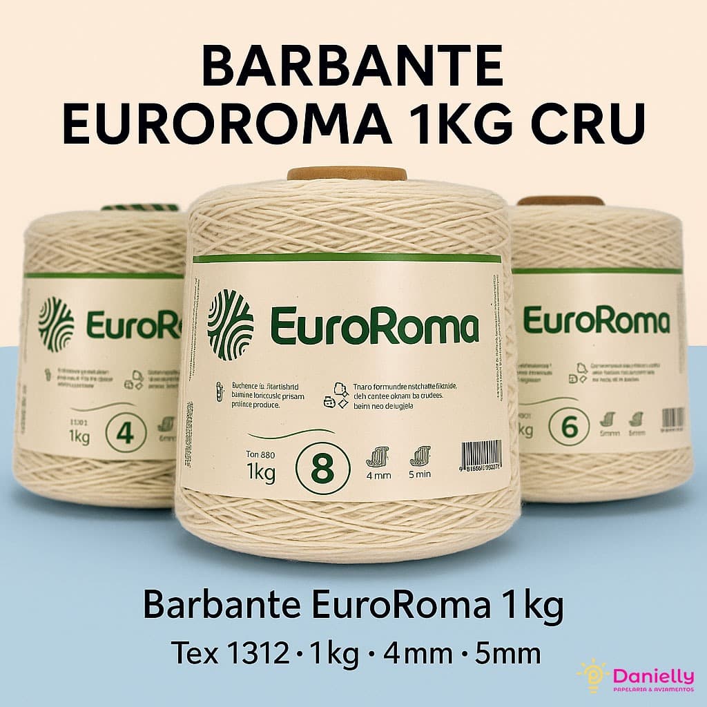 Barbante EuroRoma Cru 1kg – Para Crochê e Artesanato