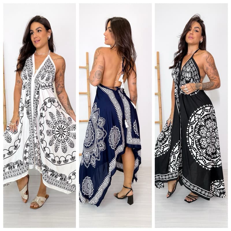 vestido lenço indiano/vestido de pontas/costa nua