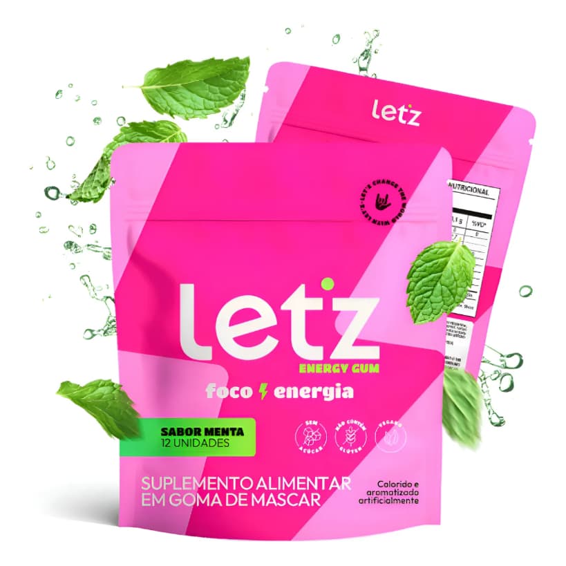 Chiclete Energético Letz Gum Pré Treino Cafeína Taurina 1 Un