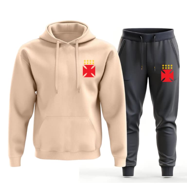 Conjunto Moletom Blusa de Frio e Calça Time Brasileiro Vascão Esporte Futebol Kit Calça e Moletom