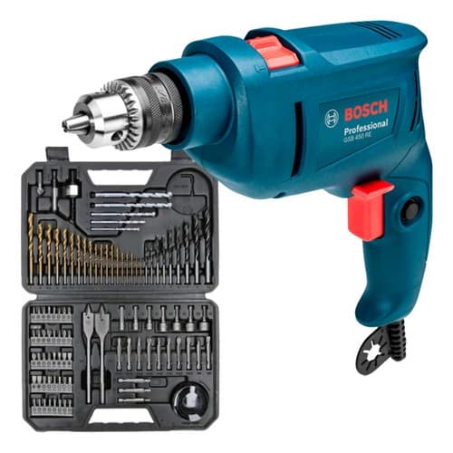 Kit Furadeira Impacto Parafusadeira Bosch GSB 450 RE 220V + Jogo Brocas e Pontas 103 Peças