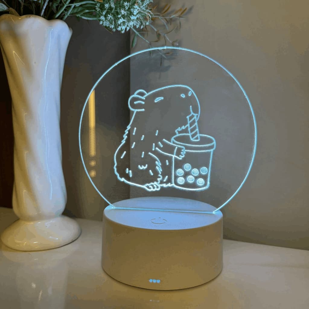 Luminária LED 3D Em Acrílico Abajur Presente Criativo - Luminária LED - Capivara 1