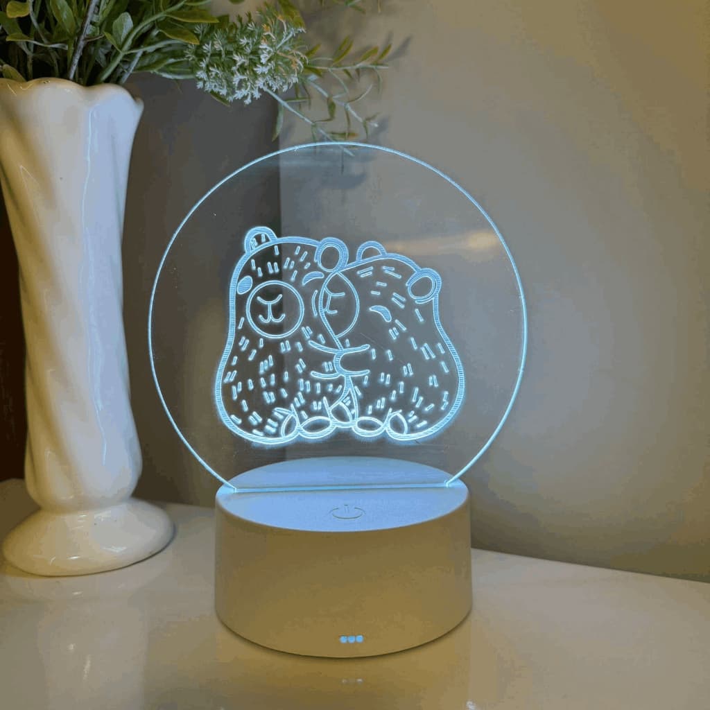 Luminária LED 3D Em Acrílico Abajur Presente Criativo - Luminária LED - Capivara 3