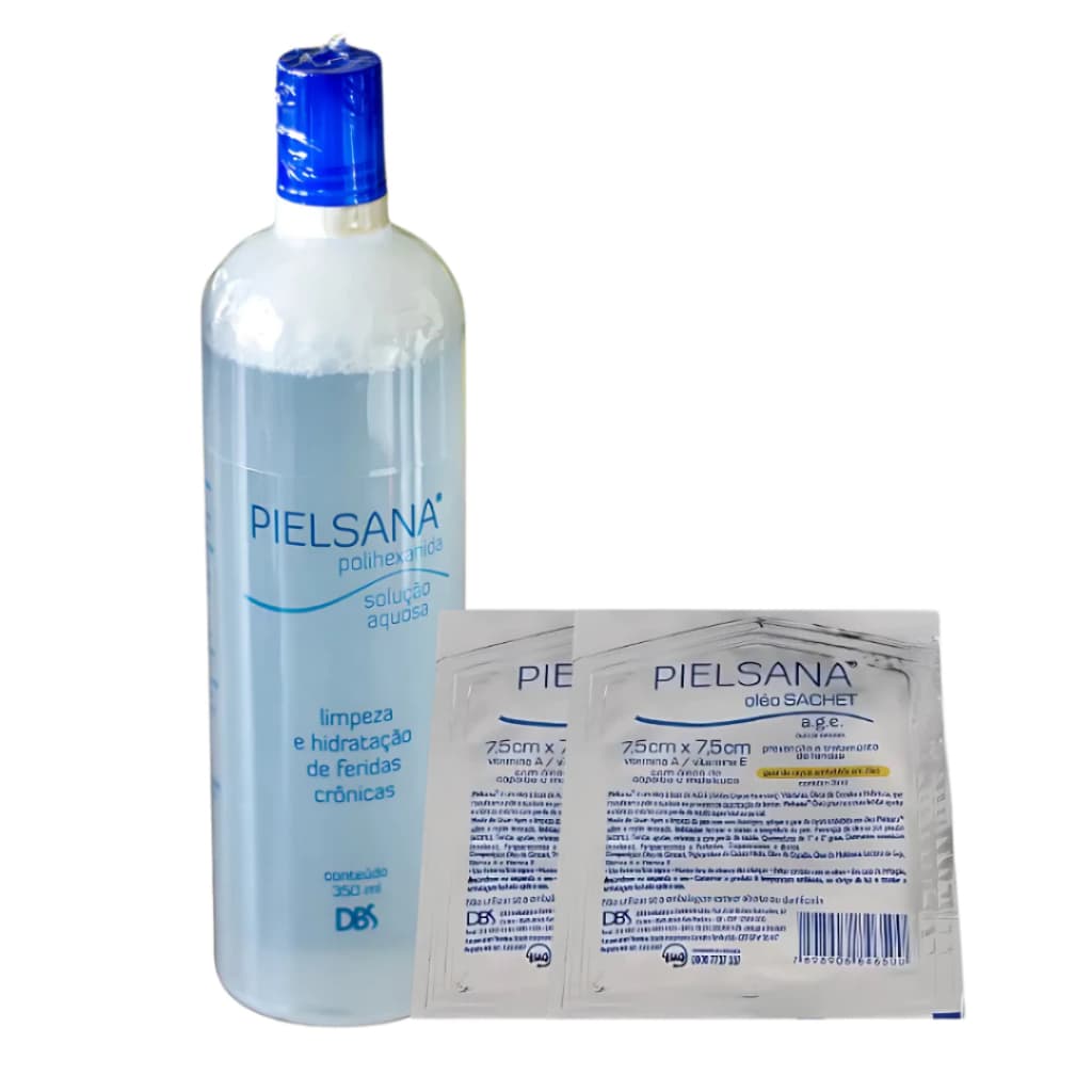 Kit Polihexanida Solução Aquosa 350ml (1) + Curativo Gaze De Rayon C/ Óleo A.G.E 7,5 x 7,5cm (2) Dbs
