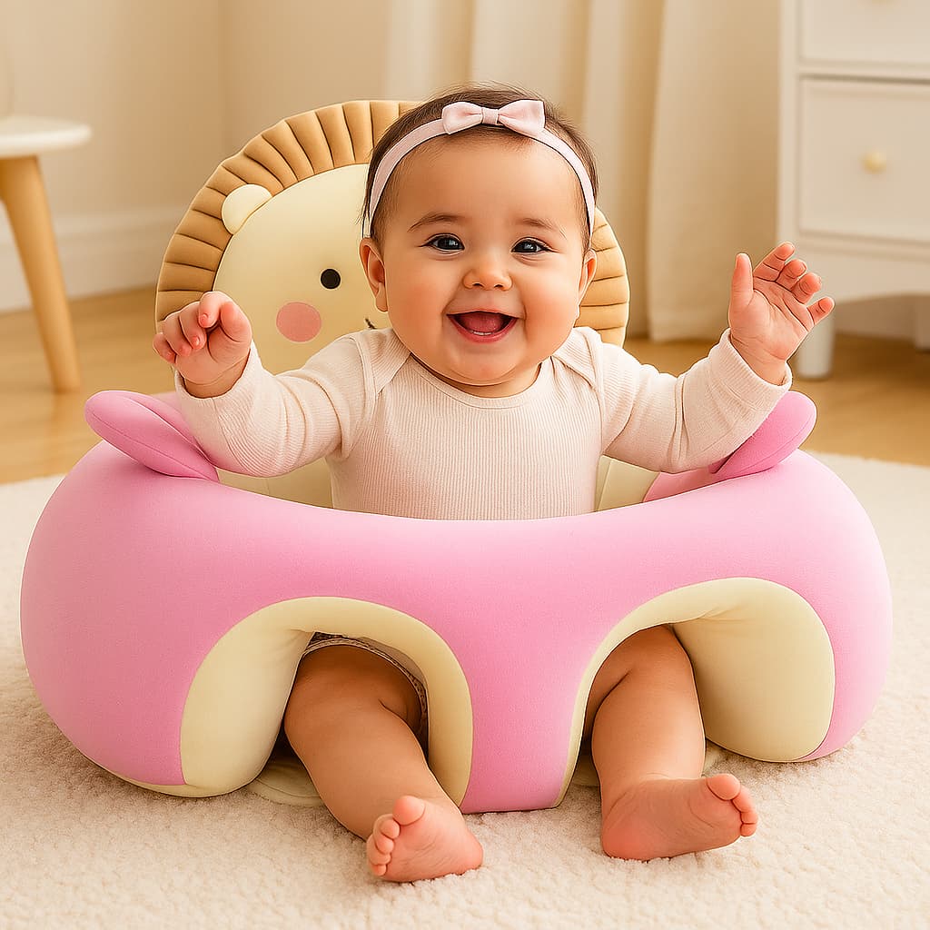 Assento Bebê Almofada Senta Bebê Sofá Pelúcia Apoio Postura Antiqueda Aprender Sentar Antialérgico Premium