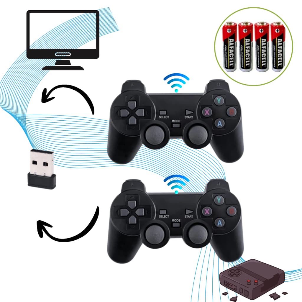 Kit com 2 Josytick Controle sem fio para Video Game Manete de Jogos para Game Stick Lite 4k
