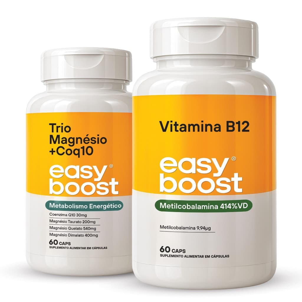 Trio Magnésio 60 Cáps + Vitamina B12 60 Cáps Easy Boost | Suplementos Vitaminas Cápsulas