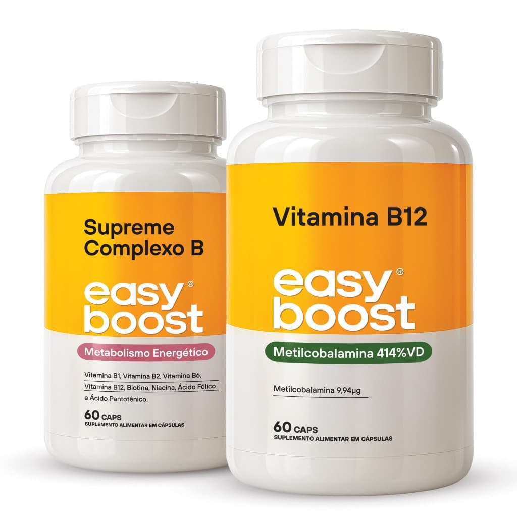Complexo B 60 Cáps + Vitamina B12 60 Cáps Easy Boost | Suplemento Vitaminas do Complexo B