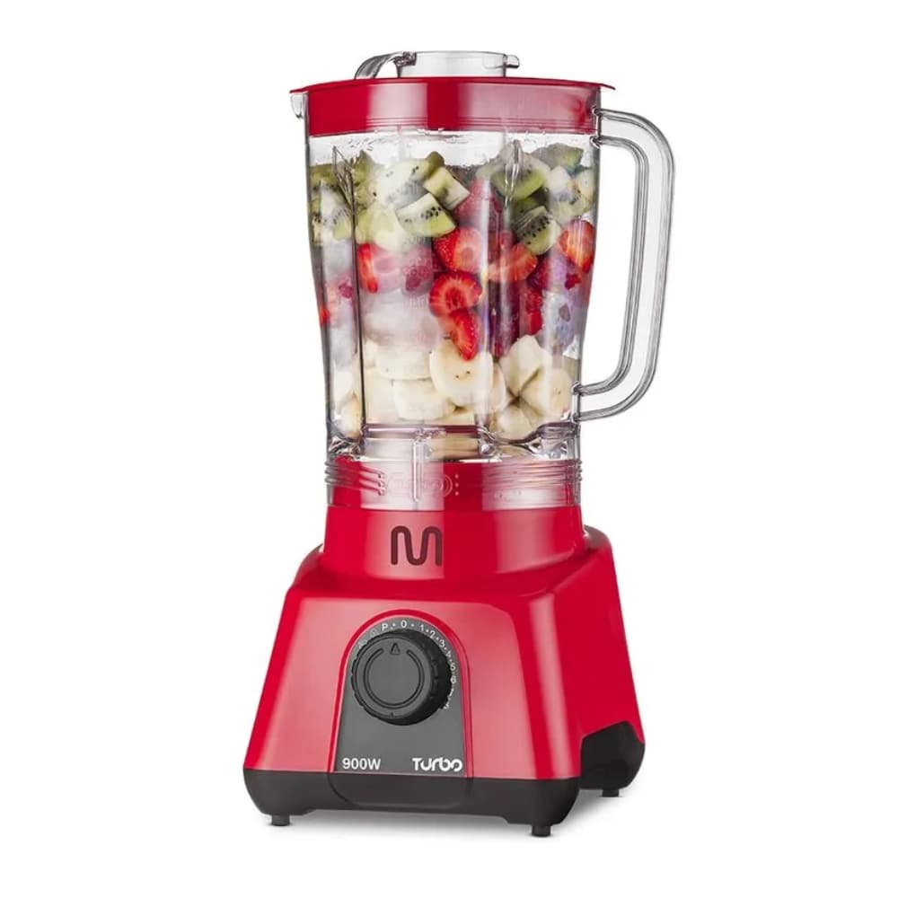 Liquidificador Turbo 2,6l  8 Velocidades Copo Dosador 127V Multi 900W Potente Vermelho