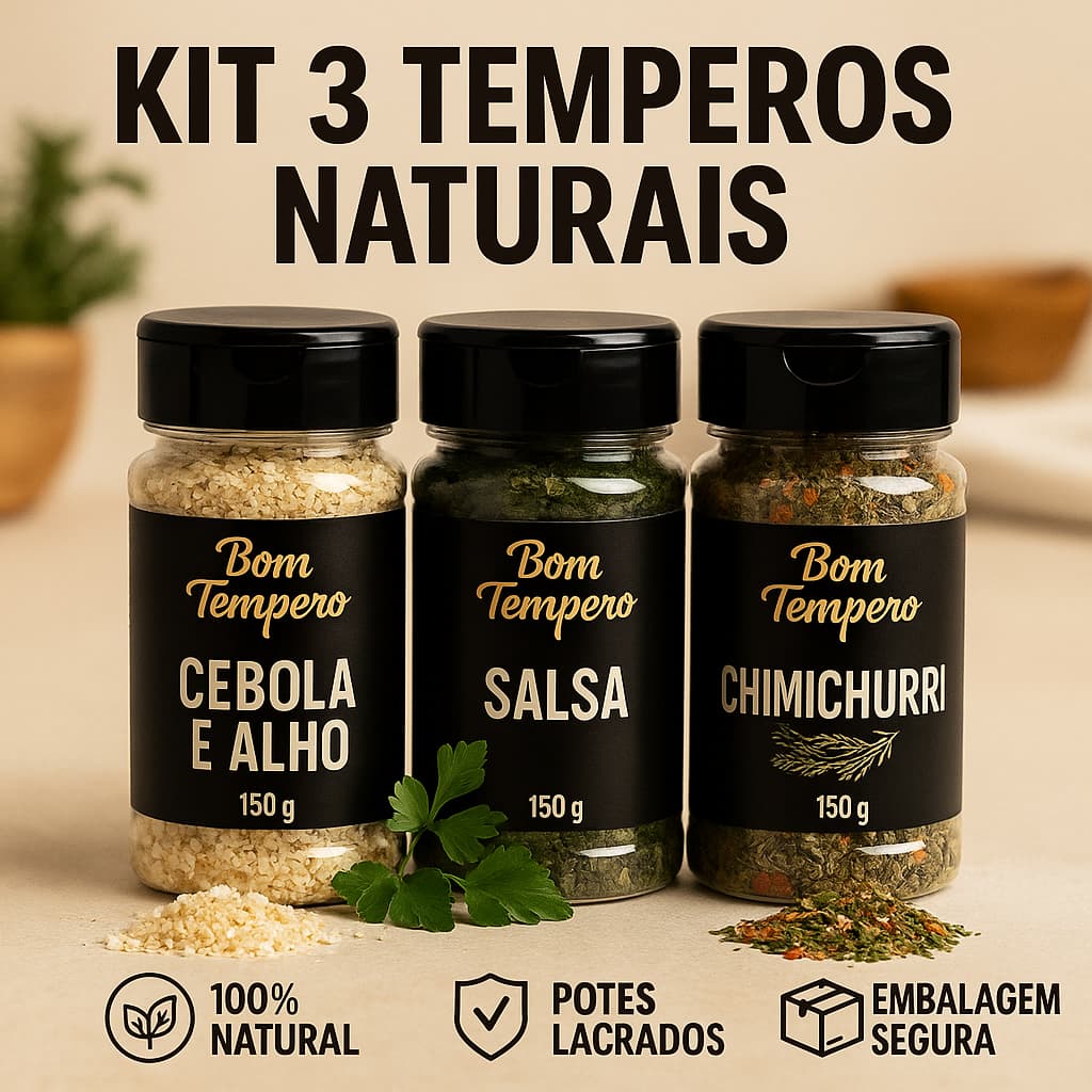Kit Cozinha do Dia a Dia BOM TEMPERO – Temperos Naturais para Todas as Receitas