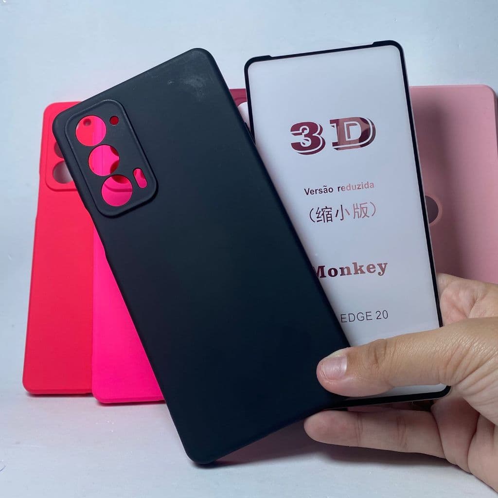CAPA EDGE 20 + Película 3D Kit Motorola Capinha Case Protetora Celular Silicone