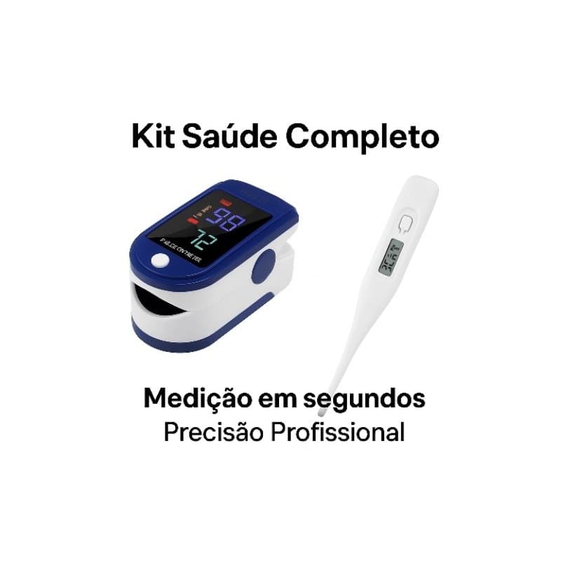 Kit Termometro Digital E Oximetro De Dedo Pulse Adulto  Infantil Cuide da Febre Oxigenação em Casa