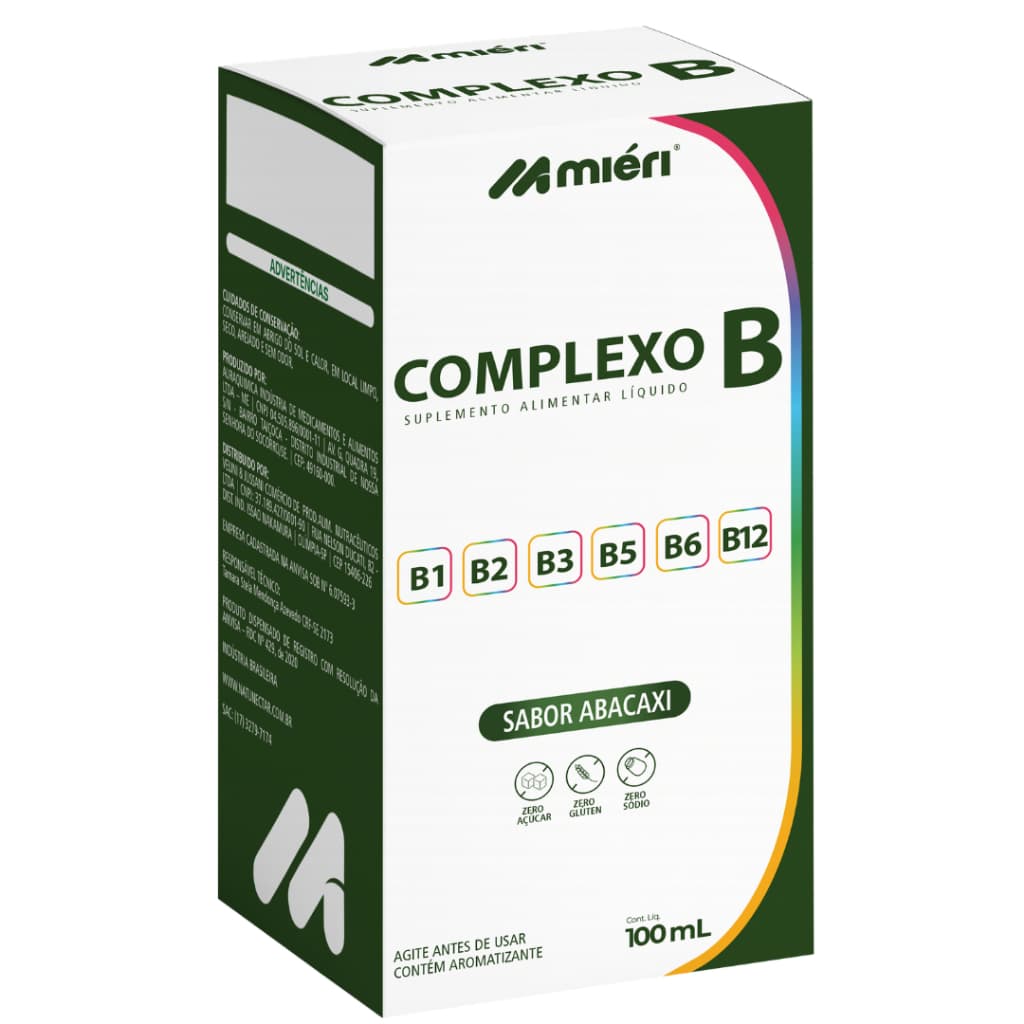Complexo B - Complexo de Vitaminas B Líquido 100ml - Vitamina B1,B2,B3,B5,B6,B12 - Miéri