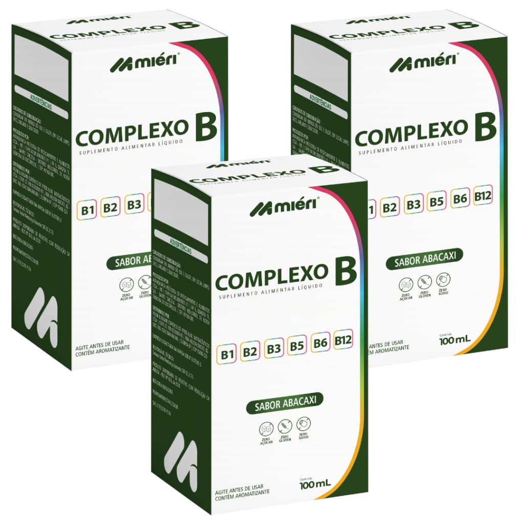 KIT Complexo B - Complexo de Vitaminas B Líquido 100ml - Vitamina B1,B2,B3,B5,B6,B12 - Miéri