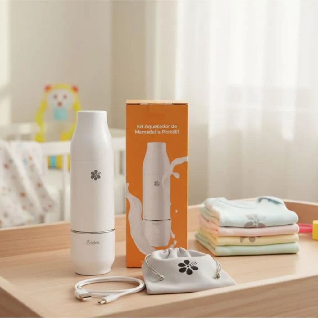 Aquecedor De Mamadeira Bebe Portátil Com Dosador De Formula Bebida Sempre Quente USB-C 5000mAh.