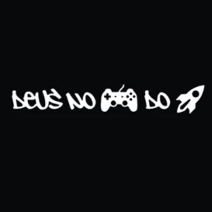 Adesivo Engraçado Deus no Controle Videogame e Foguete Preto
