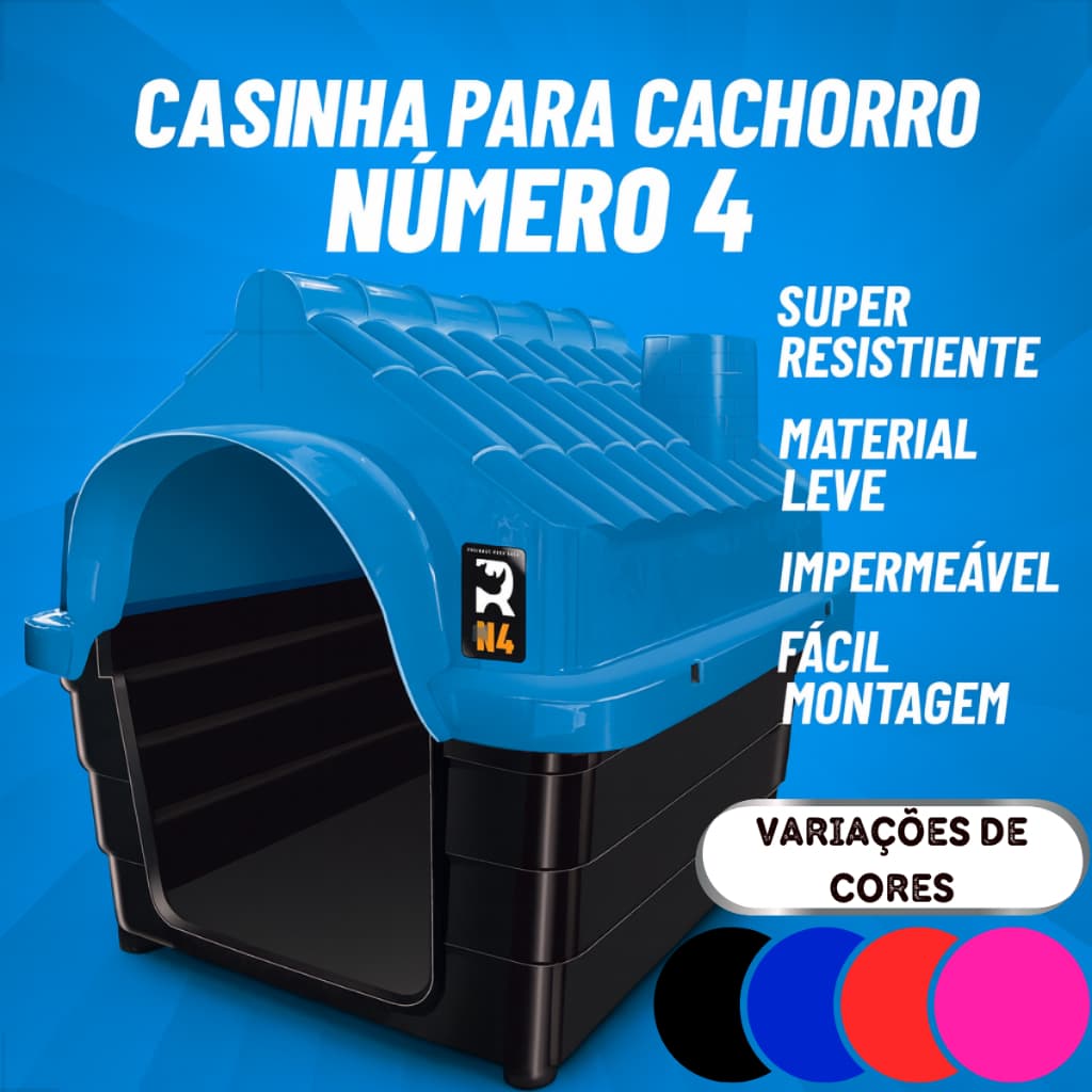 Casinha Cama Cachorro N4 Casa Porte Médio Com Proteção Raios UV desmontável