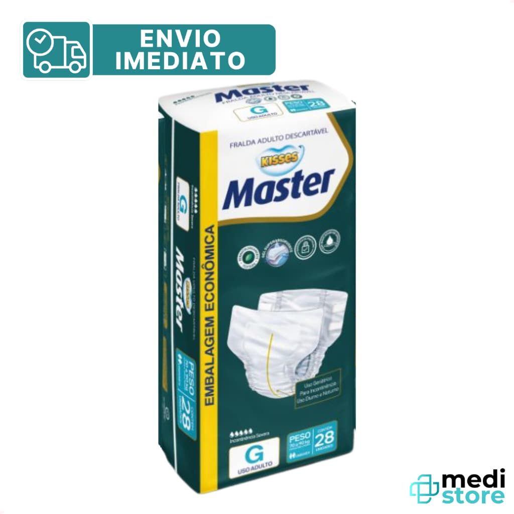 Fralda Geriatrica KISSES Master Tamanho G Descartavel (28 FRALDAS) - Envio Imediato