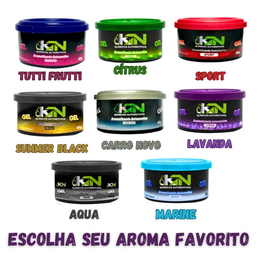 Kit Com 3 Unidades Aromatizante Cheirinho Para Carro Em Gel 60g Kn Varios Aromas
