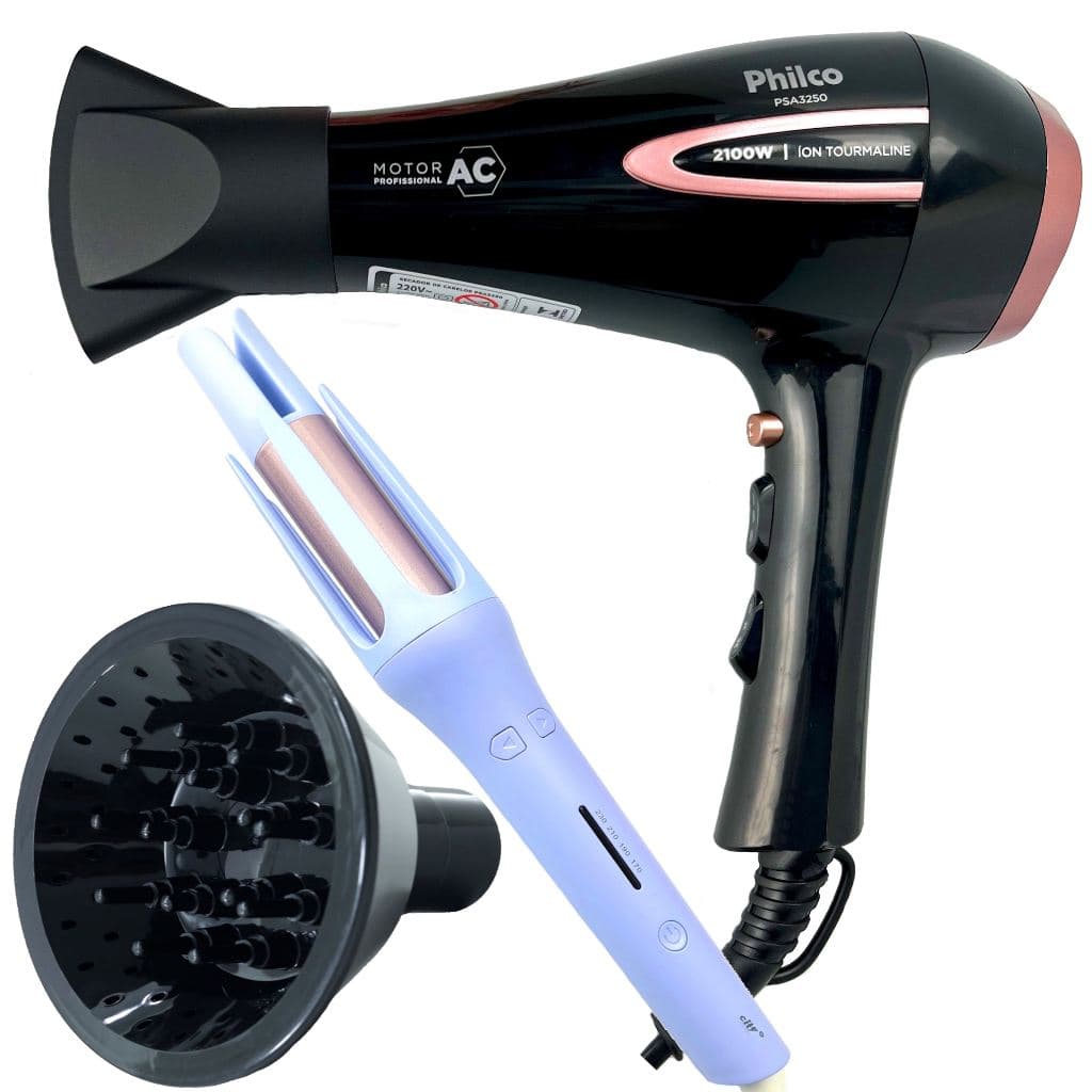 Secador de Cabelo Philco 2100w Ar quente Frio Profissional íons Tourmaline Difusor Modelador Automático