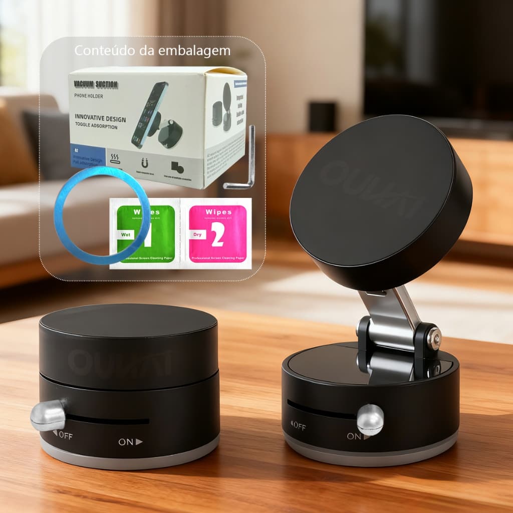 Suporte Magnético De Telefone Para Carro Com Sucção A Vácuo 360 ° Preguiçoso Dobrável Giratório