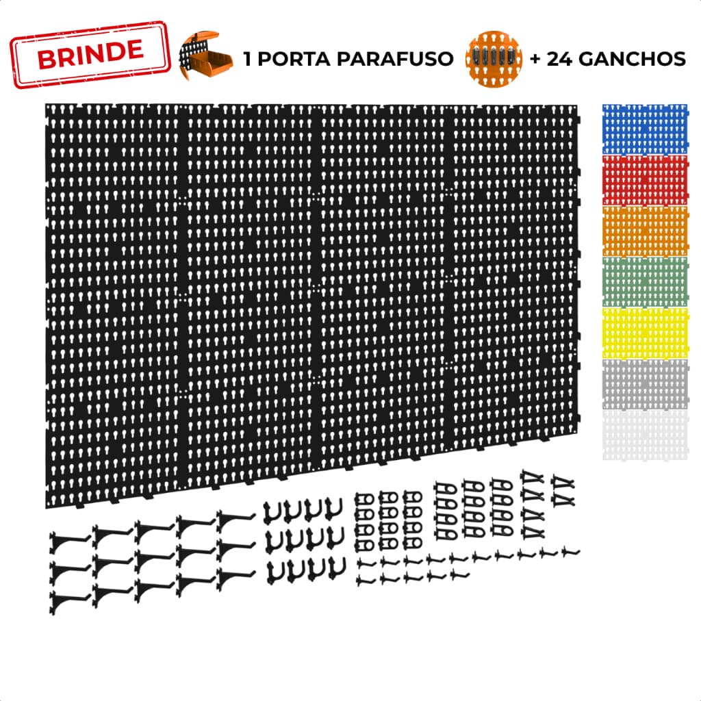 Painel Suporte Porta Ferramentas Organizador Parede Perfurado 118x69 + Brindes