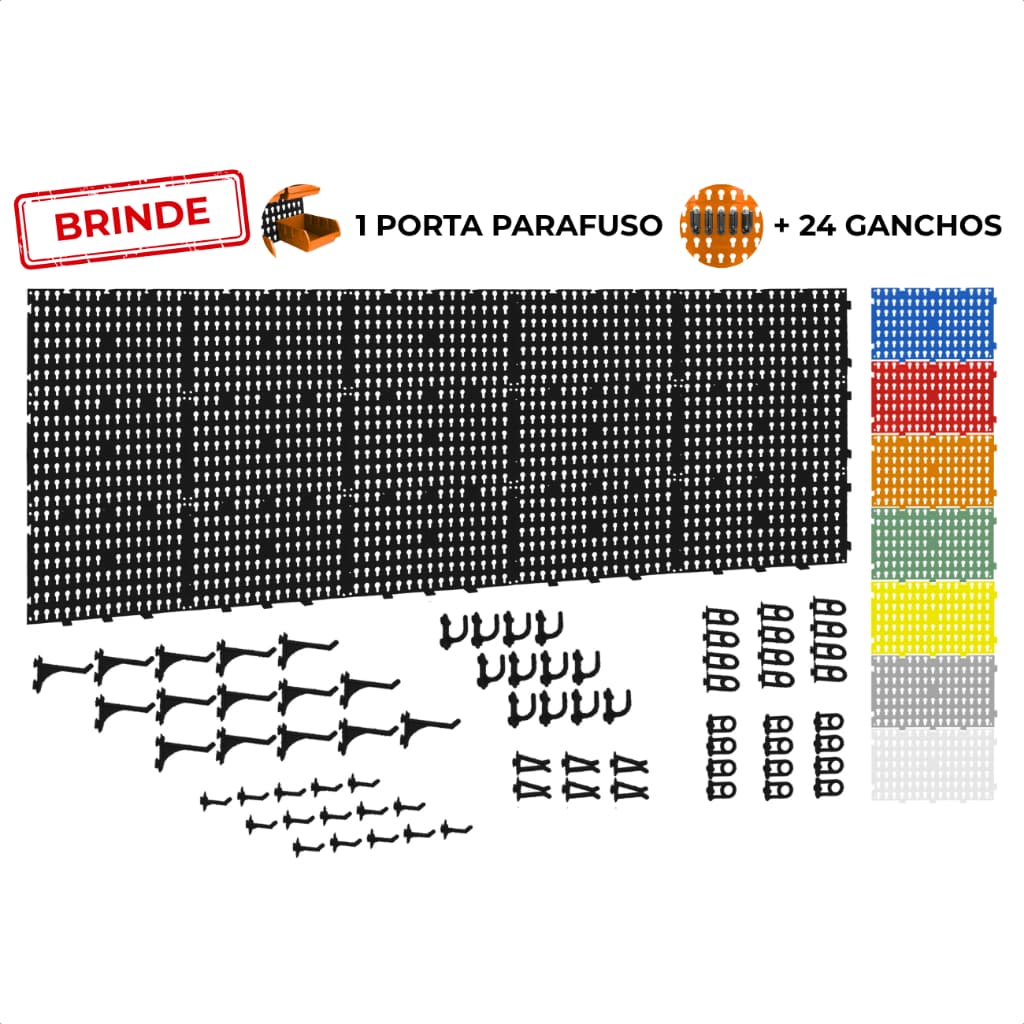 Painel Suporte Porta Ferramentas Organizador Parede Perfurado 148x52 + Brindes