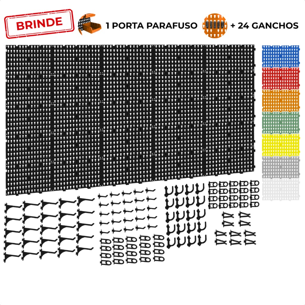 Painel Suporte Porta Ferramentas Organizador Parede Perfurado 147x87 + Brindes