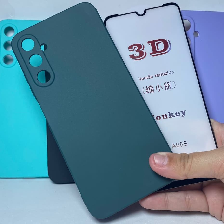 Capa A05S + Película 3D Kit Samsung Capinha Case Protetora Celular Silicone