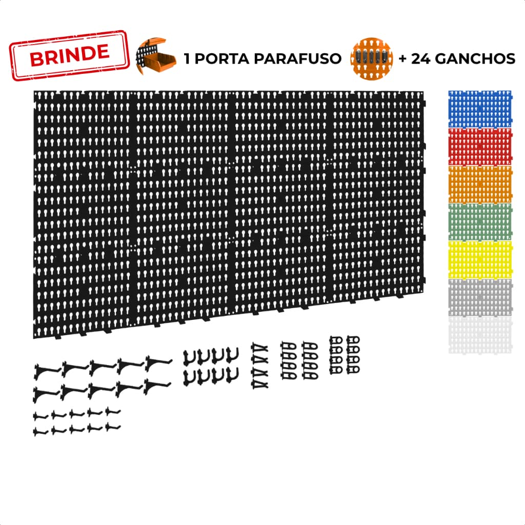Painel Suporte Porta Ferramentas Organizador Parede Perfurado 118x52 + Brindes