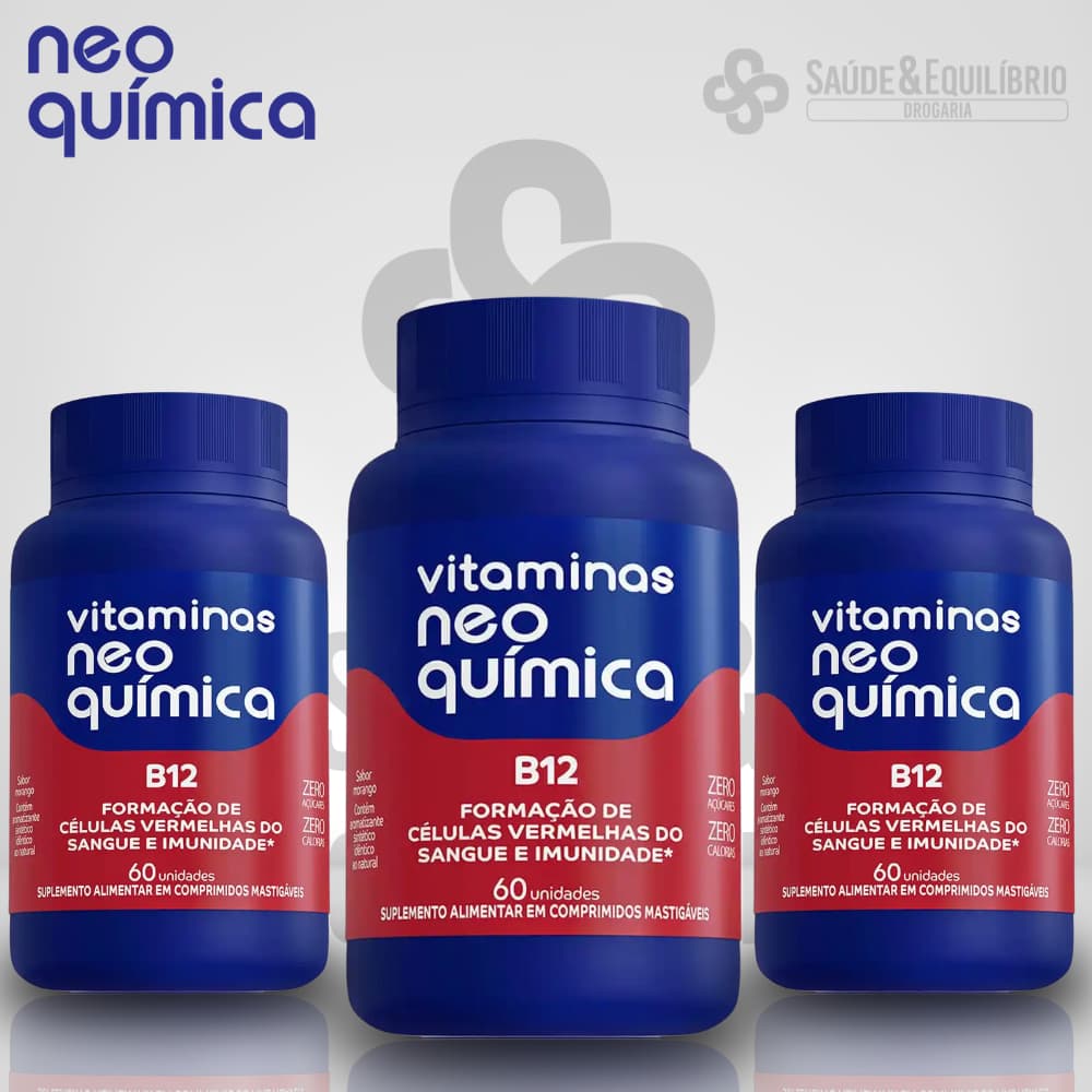 Vitamina B12 Metilcobalamina 60 comp mastigável Neo Química Energia Imunidade e Disposição