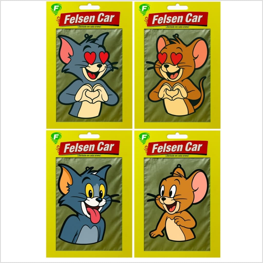 4 Modelos Cheirinho de Carro Tom e Jerry Casal Apaixonado Aromatizante Automotivo (Tipo Little Tree)