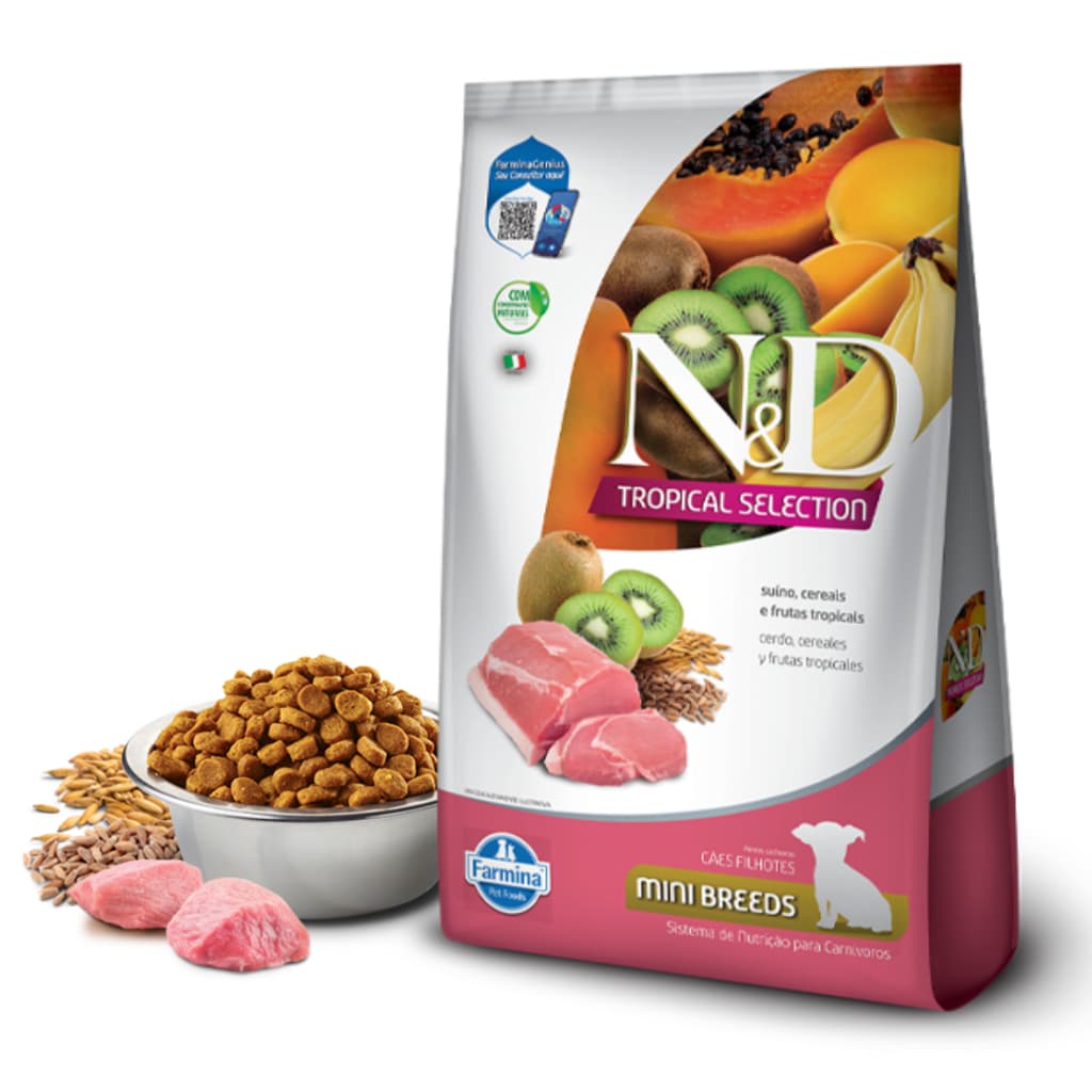 Ração Seca ND Tropical Selection Suíno Cereais Frutas Tropicais Cães Filhotes de Raças Peq 2KG
