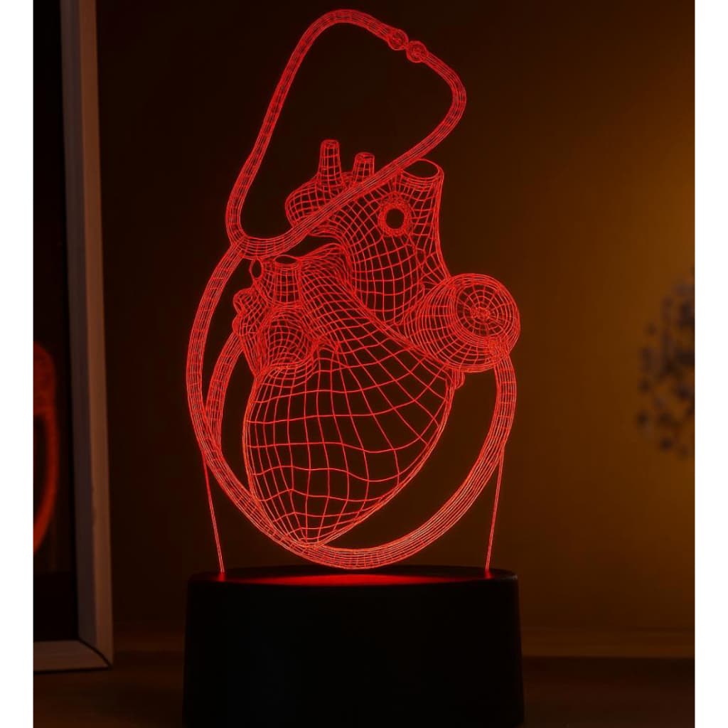Luminaria coração Led 3D, coração e as artérias, órgãos, Anatomia, Opção de nome gravado