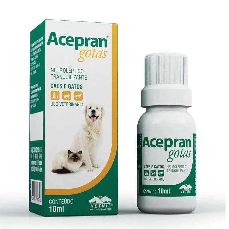 Acepran Gotas 10ml 100% ORIGINAL Tranquilizante Calmante Para Cães E Gatos - Vetnil