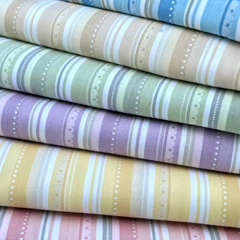 Tecido Tricoline 100% Algodão Fuxicos e Fricotes Listrados 0,50x1,50m Composê para Costura Criativa e Patchwork