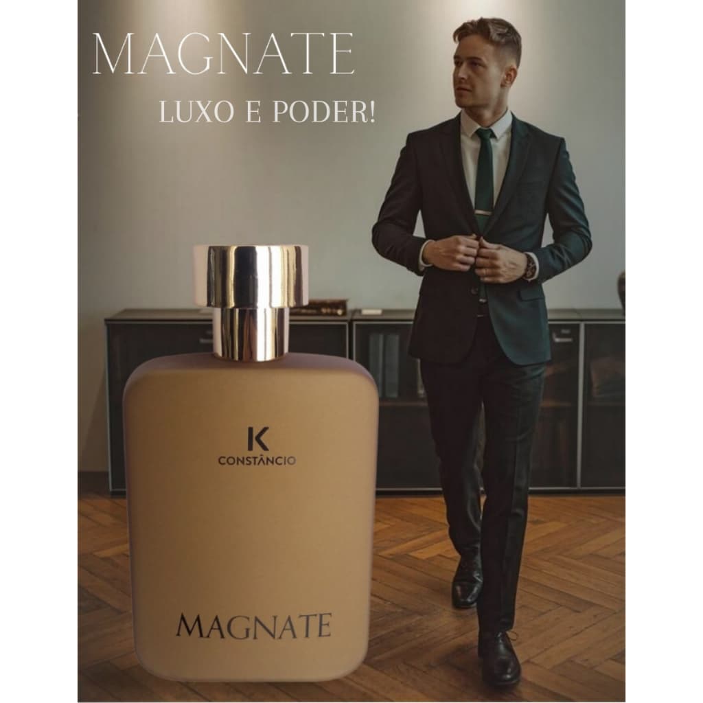 Perfume Masculino Amadeirado Magnate Intenso com Menta e Canela 100ml Alta Fixação Tipo Importado