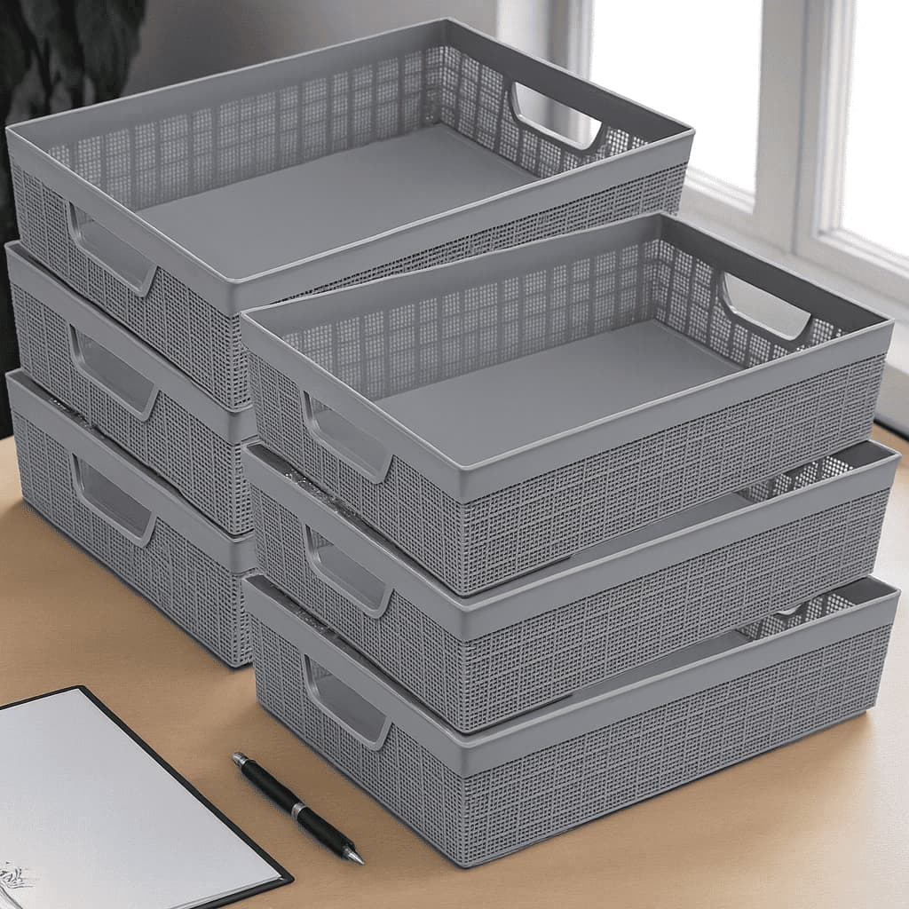 Kit 2/4/6 Cestos Organizador Multiuso Armário Escritório Cozinha 5,2 L Em Plástico Resistente