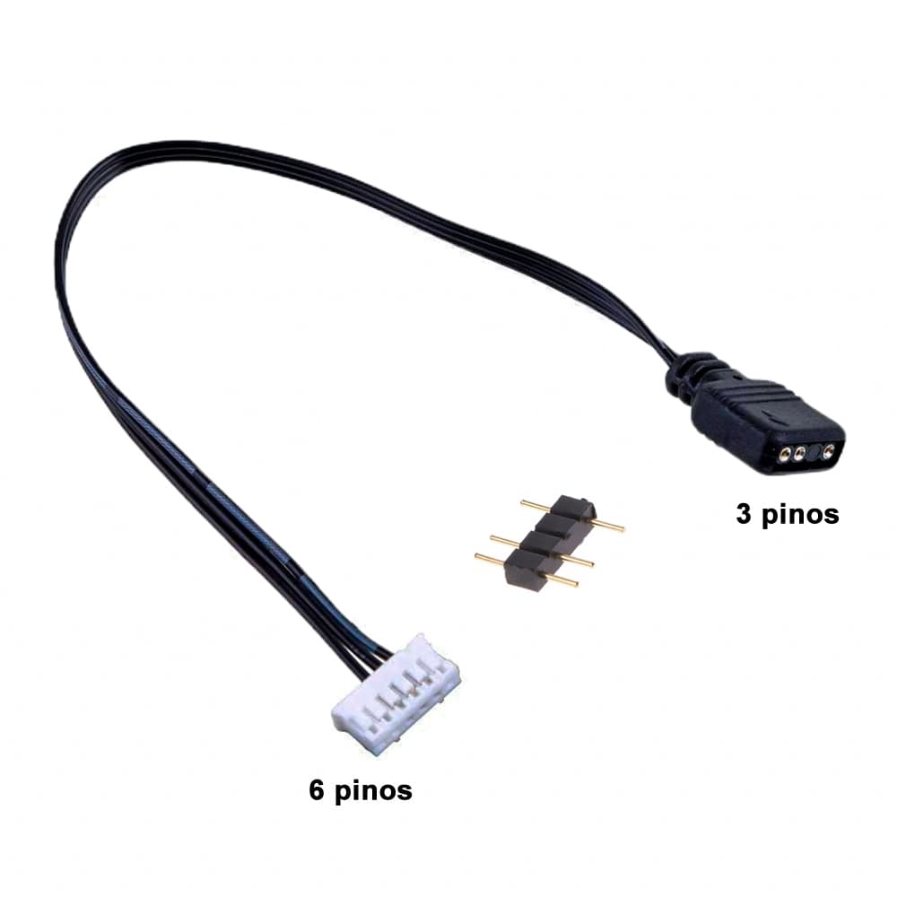 Cabo Adaptador 6 Pinos Para 3 Pinos  e  adaptador 3 Pinos Para 3 Pinos para  led ARGB