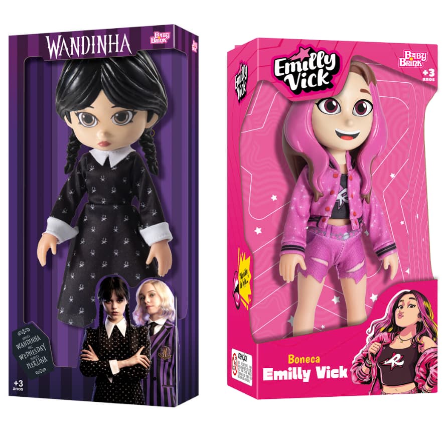 Kit Boneca Emily Vick Com Mini Wandinha 27 Cm Original Articuladas Brinquedo infantil