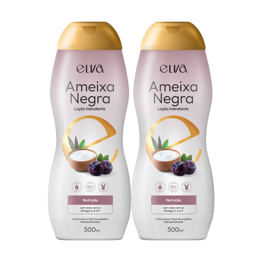 Kit 2 Creme Loção Hidratante Corporal Ameixa Negra 500ml Elva