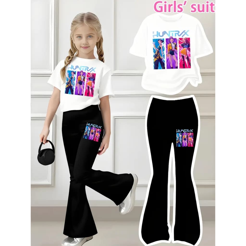 Conjunto Infantil Camiseta+Calça Moletom Estiloso e Confortável Huntrix AZL
